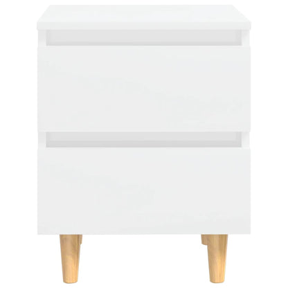 Comodino con Gambe in Pino Massello Bianco Laccato 40x35x50 cm