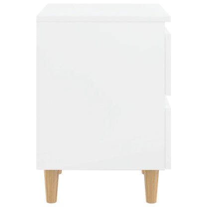 Comodino con Gambe in Pino Massello Bianco Laccato 40x35x50 cm
