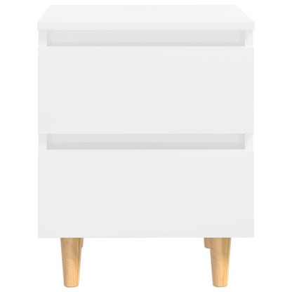 Comodini con Gambe Legno Pino 2pz Bianco Lucido 40x35x50 cm
