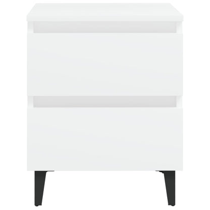 Comodini 2 pz Bianco Lucido 40x35x50 cm in Legno Multistrato