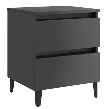 Comodino Grigio Lucido 40x35x50 cm in Legno Multistrato