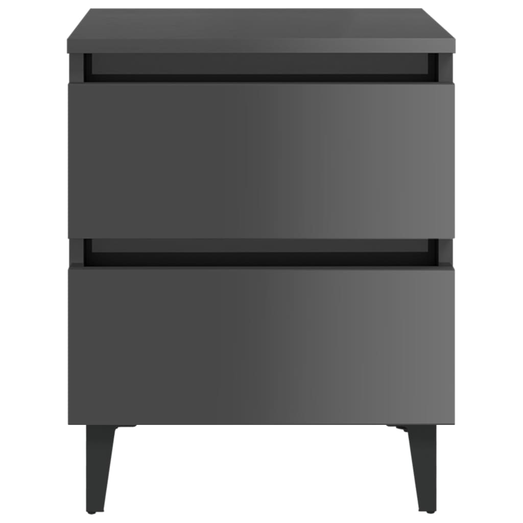 Comodino Grigio Lucido 40x35x50 cm in Legno Multistrato