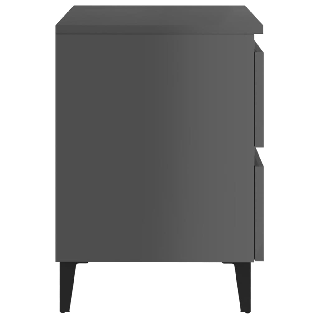 Comodino Grigio Lucido 40x35x50 cm in Legno Multistrato