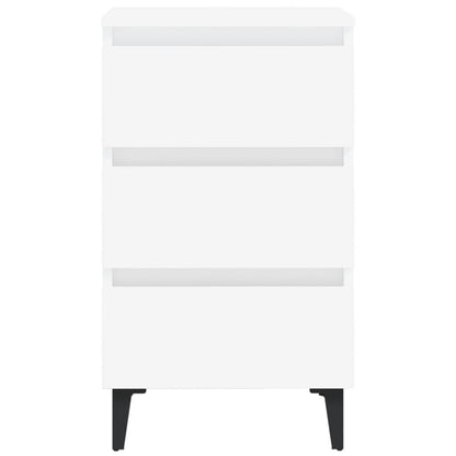 Comodino con Gambe in Metallo Bianco 40x35x69 cm