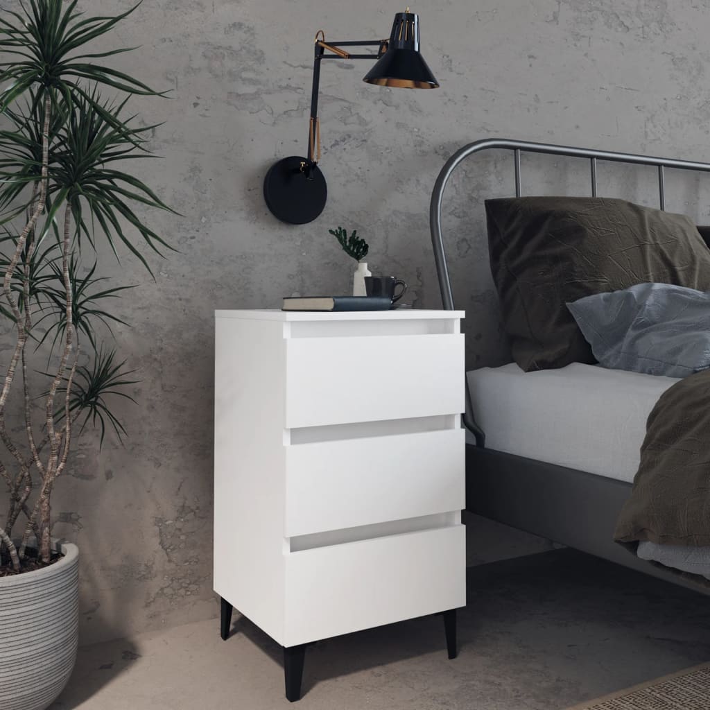 Comodini con Gambe in Metallo Bianco 40x35x69 cm
