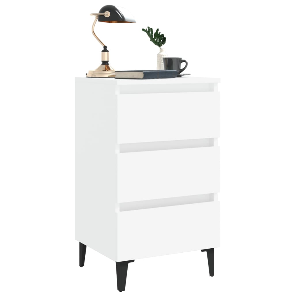 Comodini con Gambe in Metallo Bianco 40x35x69 cm