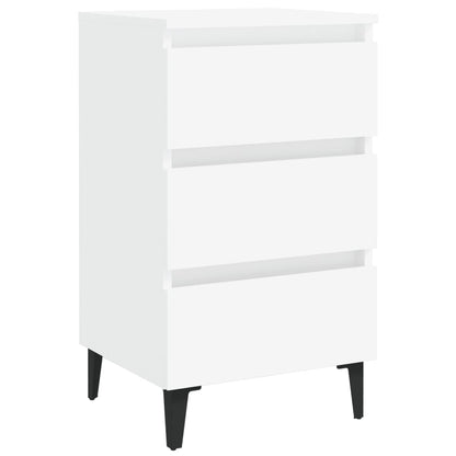 Comodini con Gambe in Metallo Bianco 40x35x69 cm