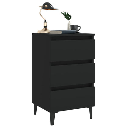 Comodino con Gambe in Metallo Nero 40x35x69 cm