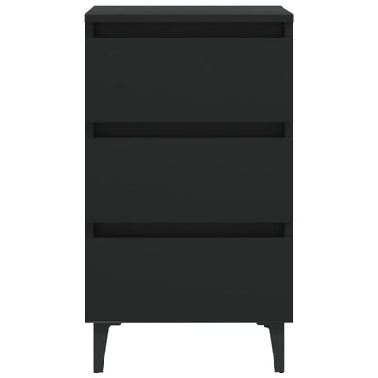Comodino con Gambe in Metallo Nero 40x35x69 cm