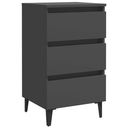 Comodini con Gambe in Metallo 2pz Grigi 40x35x69 cm