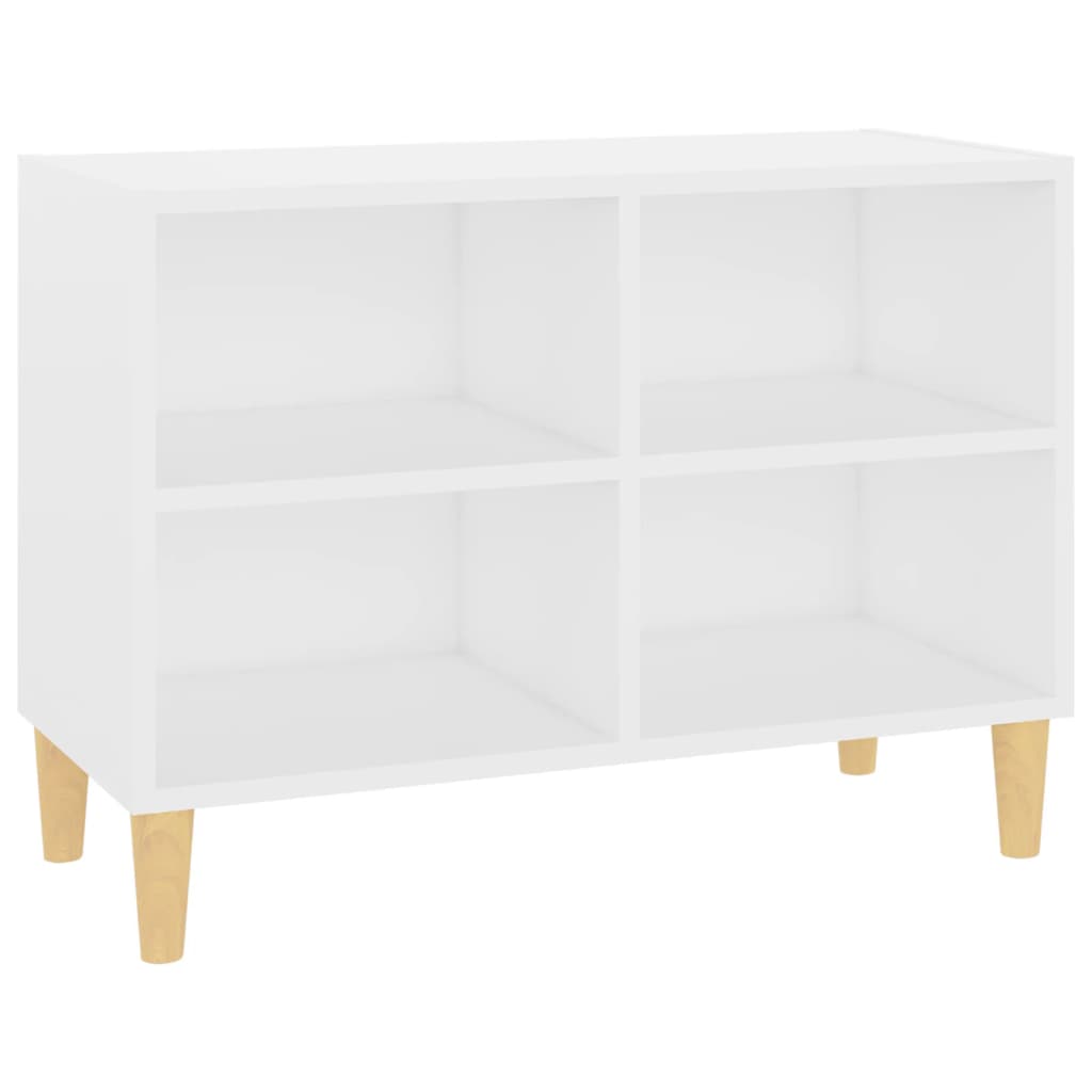 Mobile TV con Gambe in Legno Massello Bianco 69,5x30x50 cm
