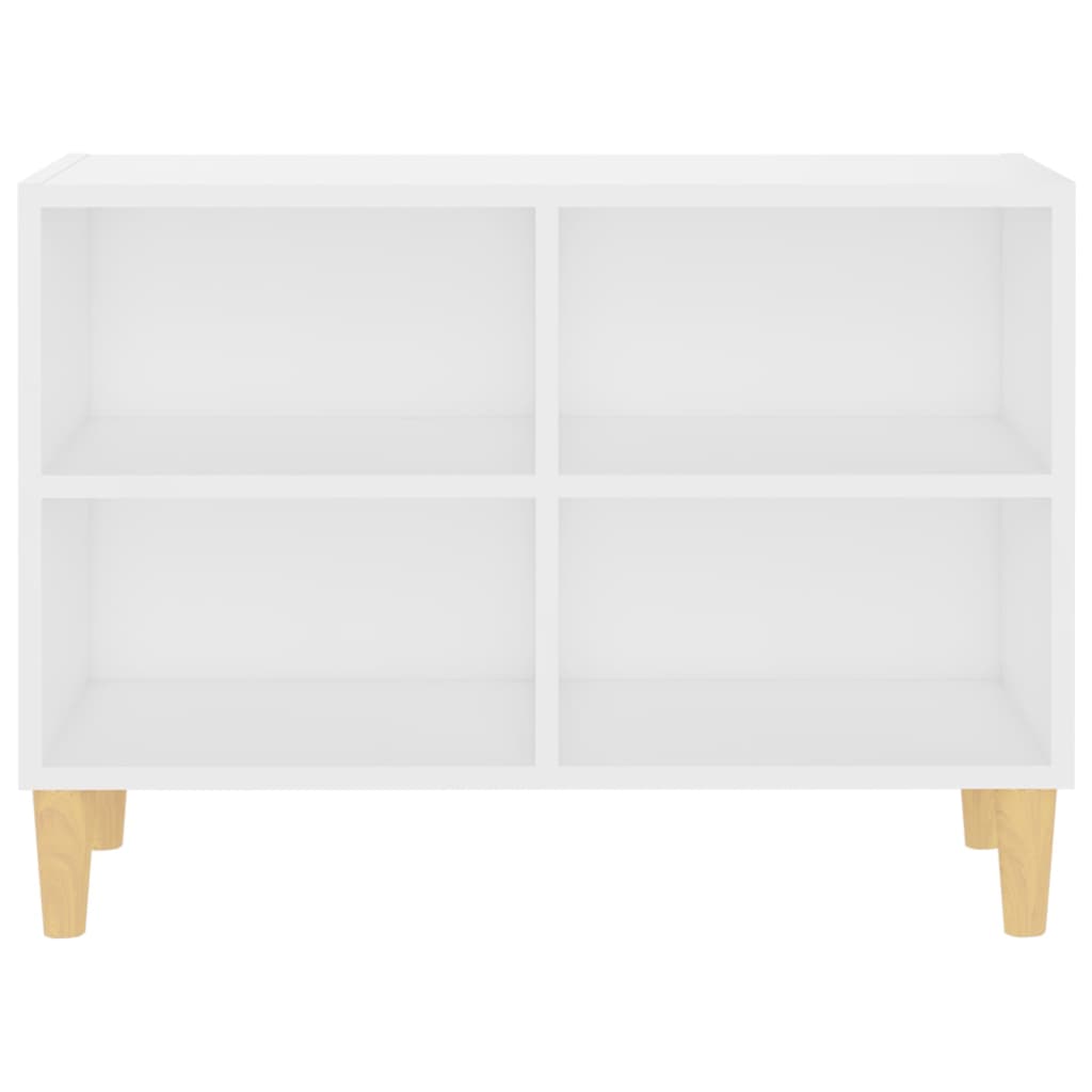 Mobile TV con Gambe in Legno Massello Bianco 69,5x30x50 cm
