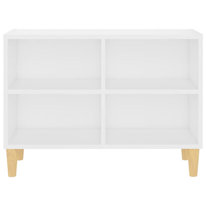 Mobile TV con Gambe in Legno Massello Bianco 69,5x30x50 cm