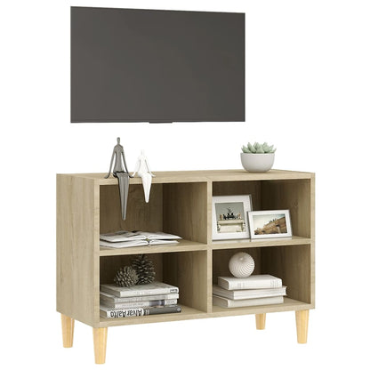 Mobile TV con Gambe Legno Massello Rovere Sonoma 69,5x30x50 cm