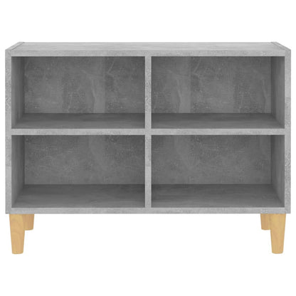 Mobile TV con Gambe Legno Massello Grigio Cemento 69,5x30x50 cm