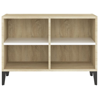 Mobile TV con Gambe Metallo Bianco e Rovere Sonoma 69,5x30x50cm