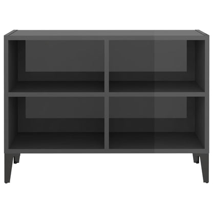 Mobile TV con Gambe in Metallo Grigio Lucido 69,5x30x50 cm