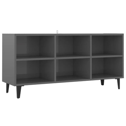 Mobile TV con Gambe in Metallo Grigio Lucido 103,5x30x50 cm
