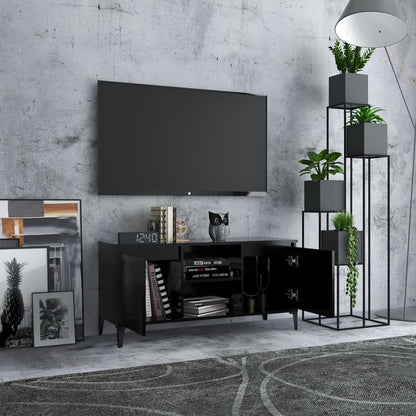 Mobile TV con Gambe in Metallo Nero 103,5x30x50 cm