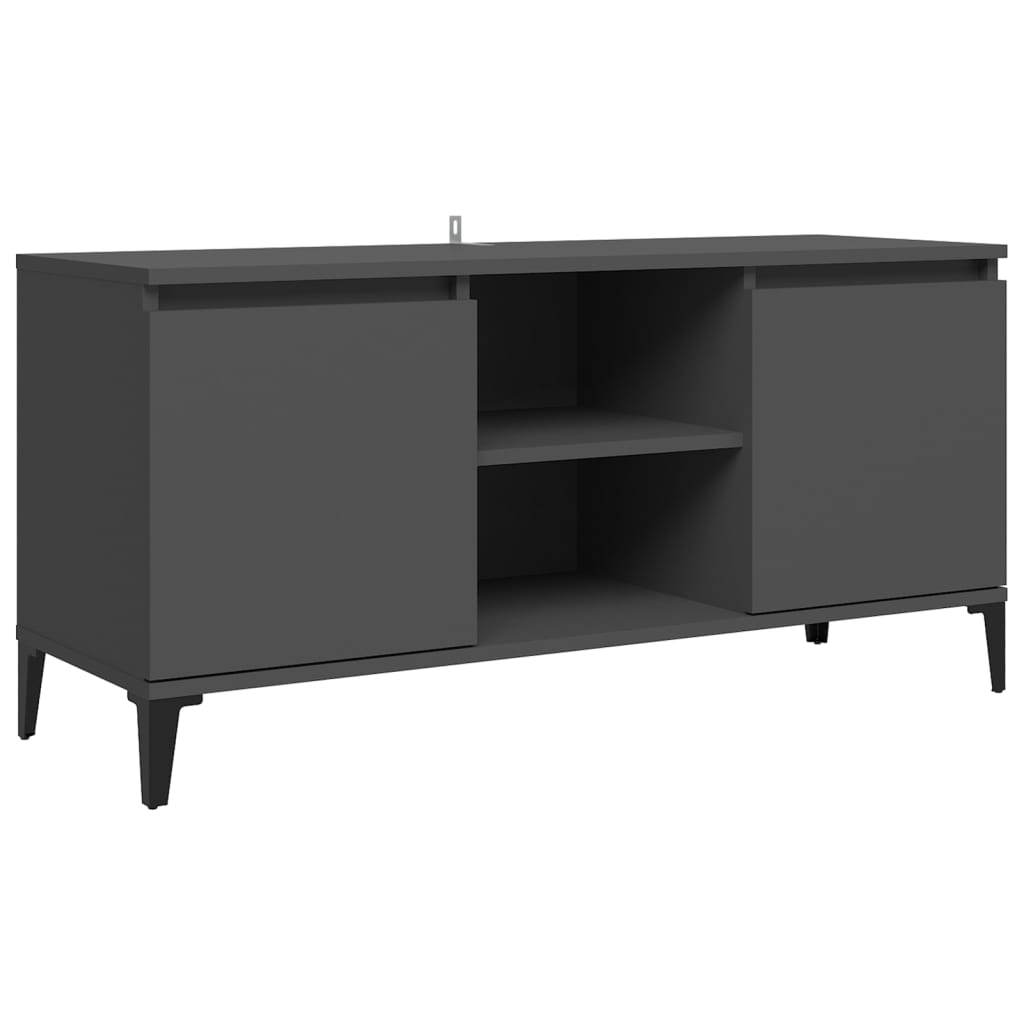 Mobile TV con Gambe in Metallo Grigio 103,5x35x50 cm