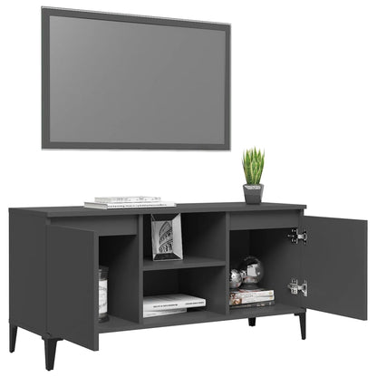 Mobile TV con Gambe in Metallo Grigio 103,5x35x50 cm