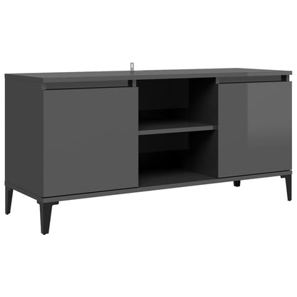 Mobile TV con Gambe in Metallo Grigio Lucido 103,5x35x50 cm
