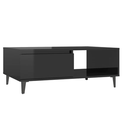 Tavolino da Salotto Nero Lucido 90x60x35 cm Legno Multistrato