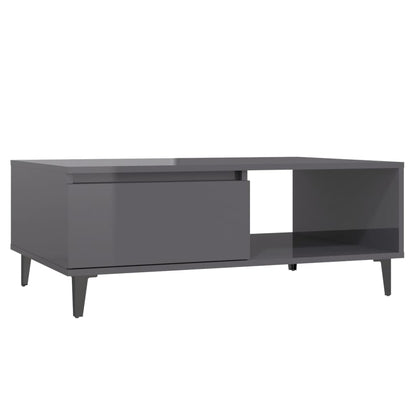 Tavolino da Salotto Grigio Lucido 90x60x35 cm Legno Multistrato