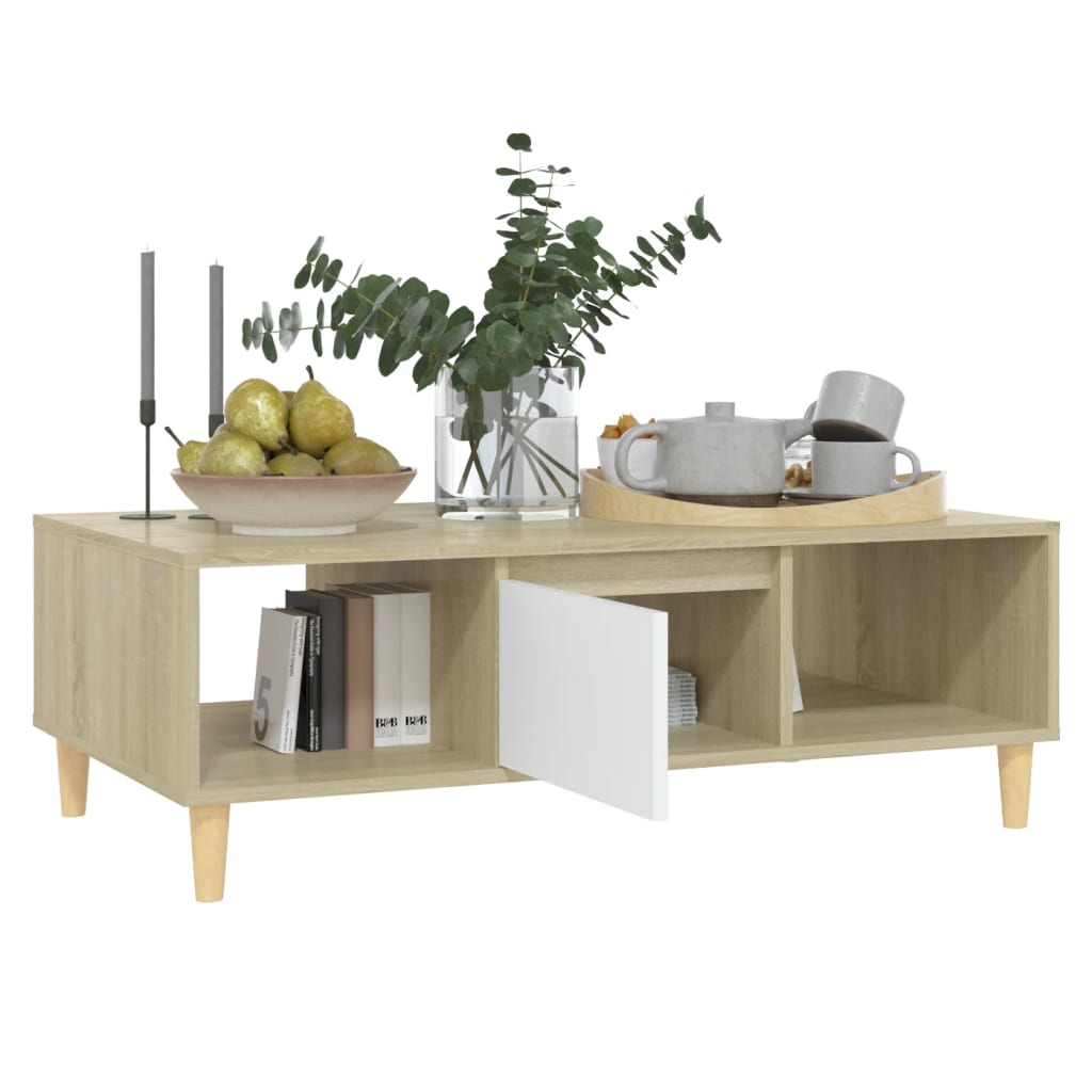 Tavolino Salotto Bianco Rovere Sonoma 103,5x60x35cm Multistrato