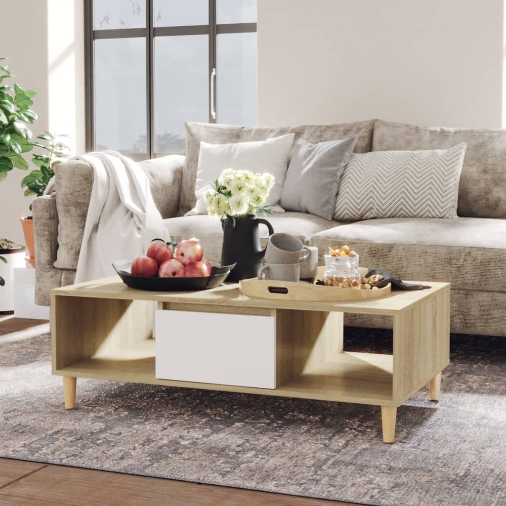 Tavolino Salotto Bianco Rovere Sonoma 103,5x60x35cm Multistrato
