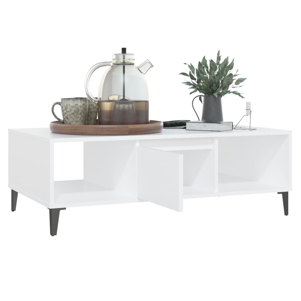 Tavolino da Salotto Bianco 103,5x60x35 cm in Legno Multistrato