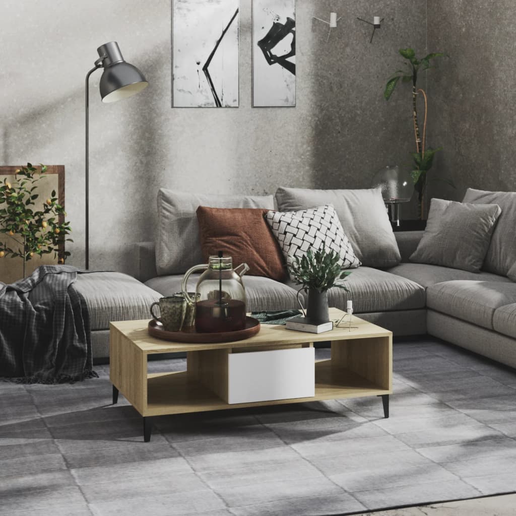 Tavolino Salotto Bianco Rovere Sonoma 103,5x60x35cm Multistrato