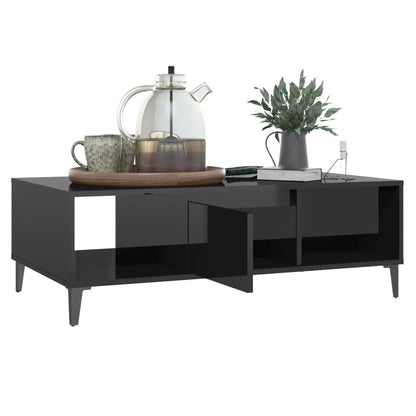 Tavolino da Salotto Nero Lucido 103,5x60x35cm Legno Multistrato