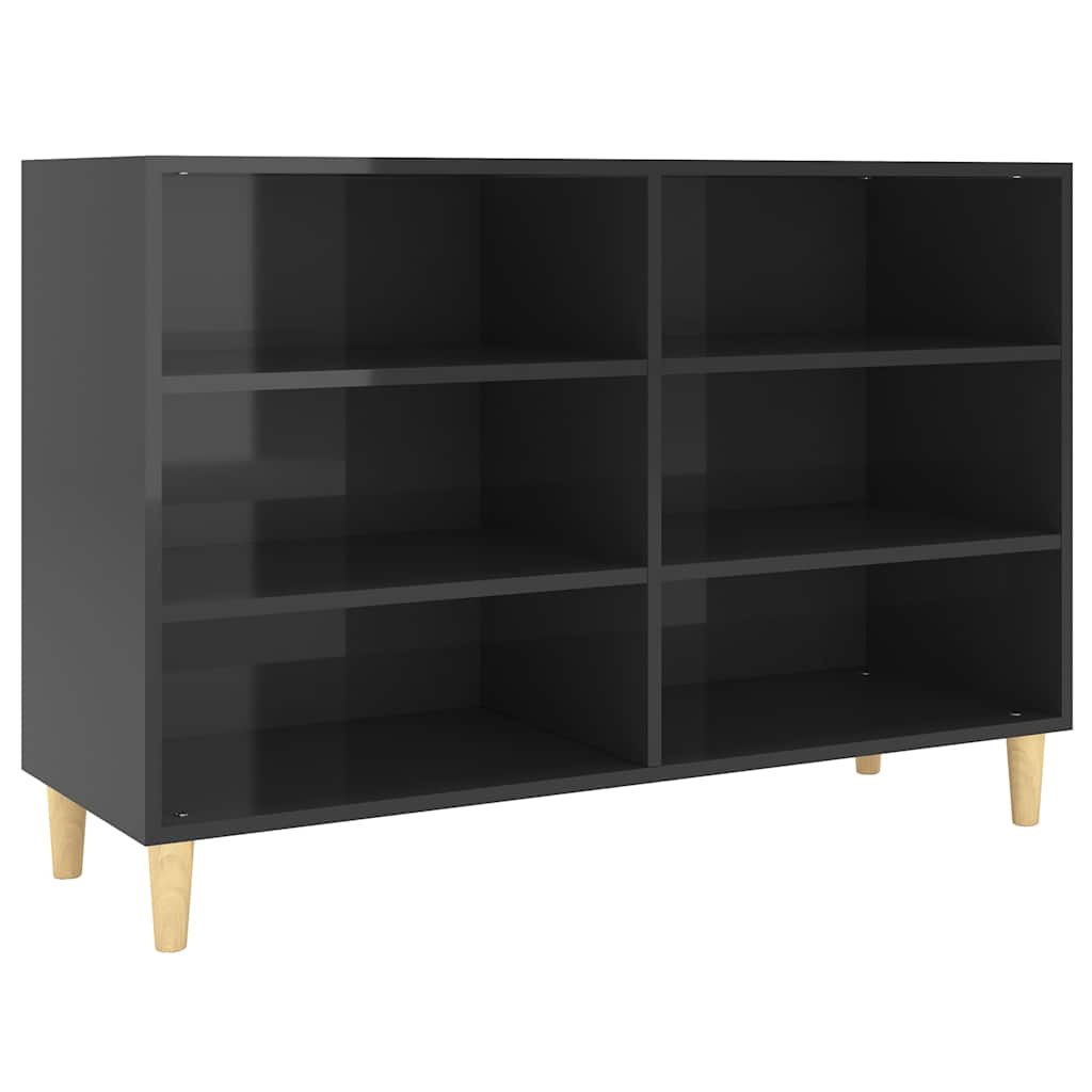 Credenza Nero Lucido 103,5x35x70 cm in Legno Multistrato
