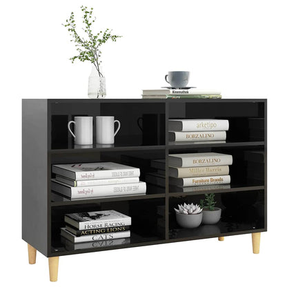 Credenza Nero Lucido 103,5x35x70 cm in Legno Multistrato
