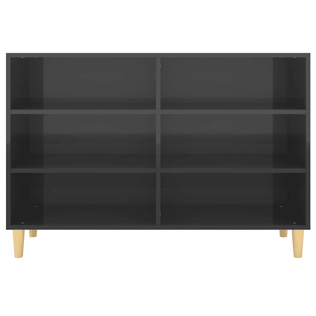 Credenza Nero Lucido 103,5x35x70 cm in Legno Multistrato