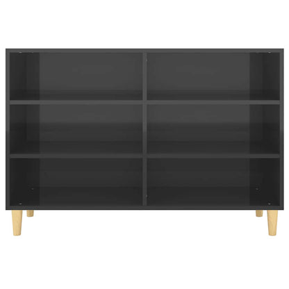 Credenza Nero Lucido 103,5x35x70 cm in Legno Multistrato