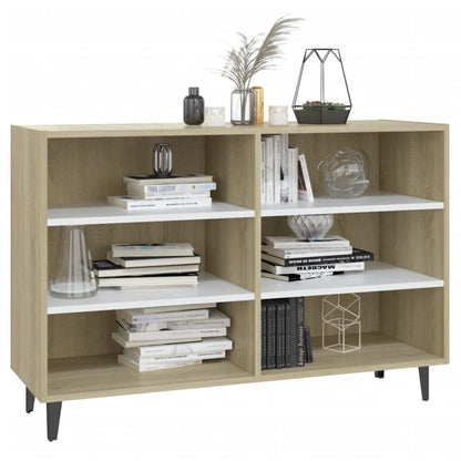 Credenza Bianca e Rovere Sonoma 103,5x35x70cm Legno Multistrato