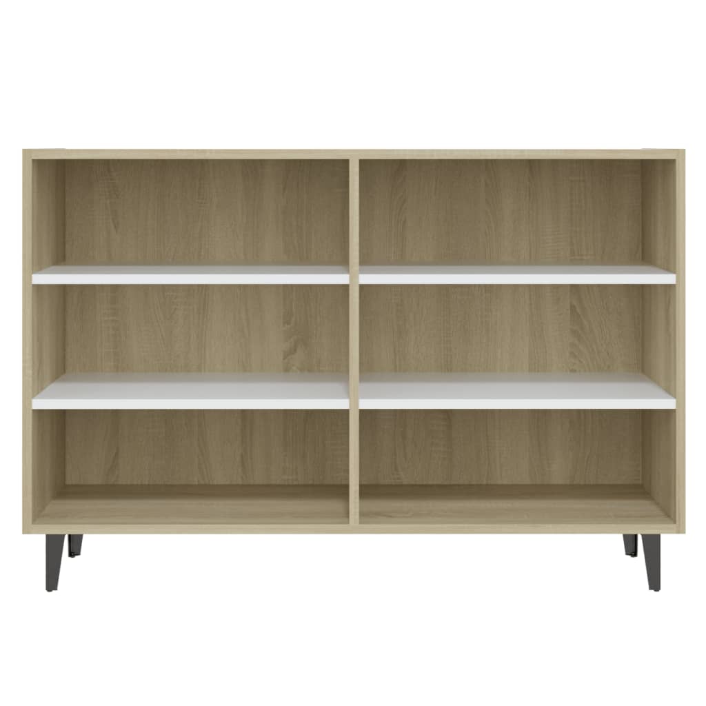 Credenza Bianca e Rovere Sonoma 103,5x35x70cm Legno Multistrato