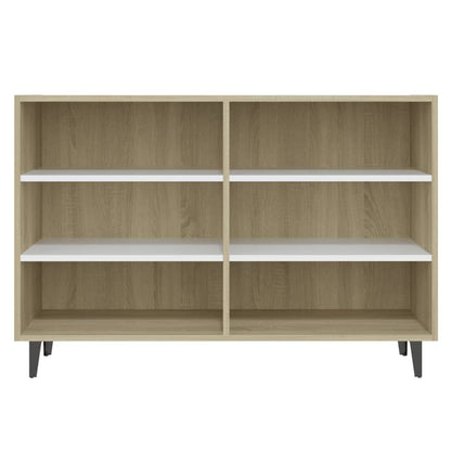 Credenza Bianca e Rovere Sonoma 103,5x35x70cm Legno Multistrato