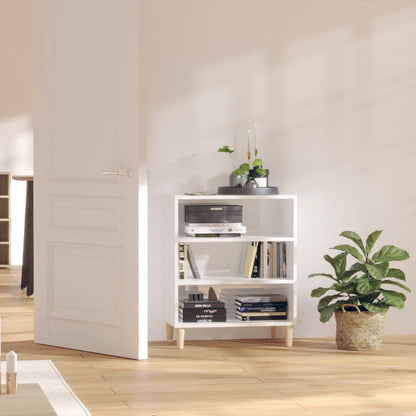 Credenza Bianco Lucido 57x35x70 cm in Legno Multistrato