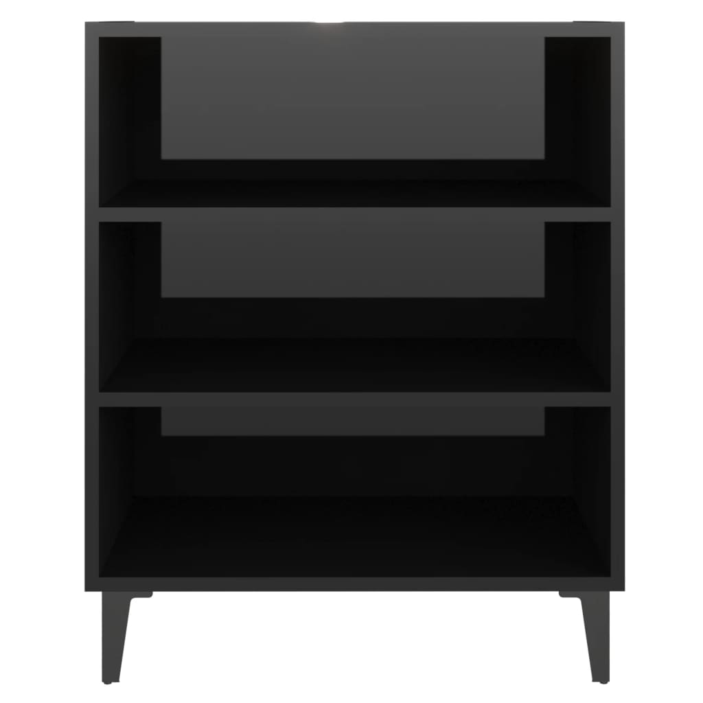 Credenza Nero Lucido 57x35x70 cm in Legno Multistrato
