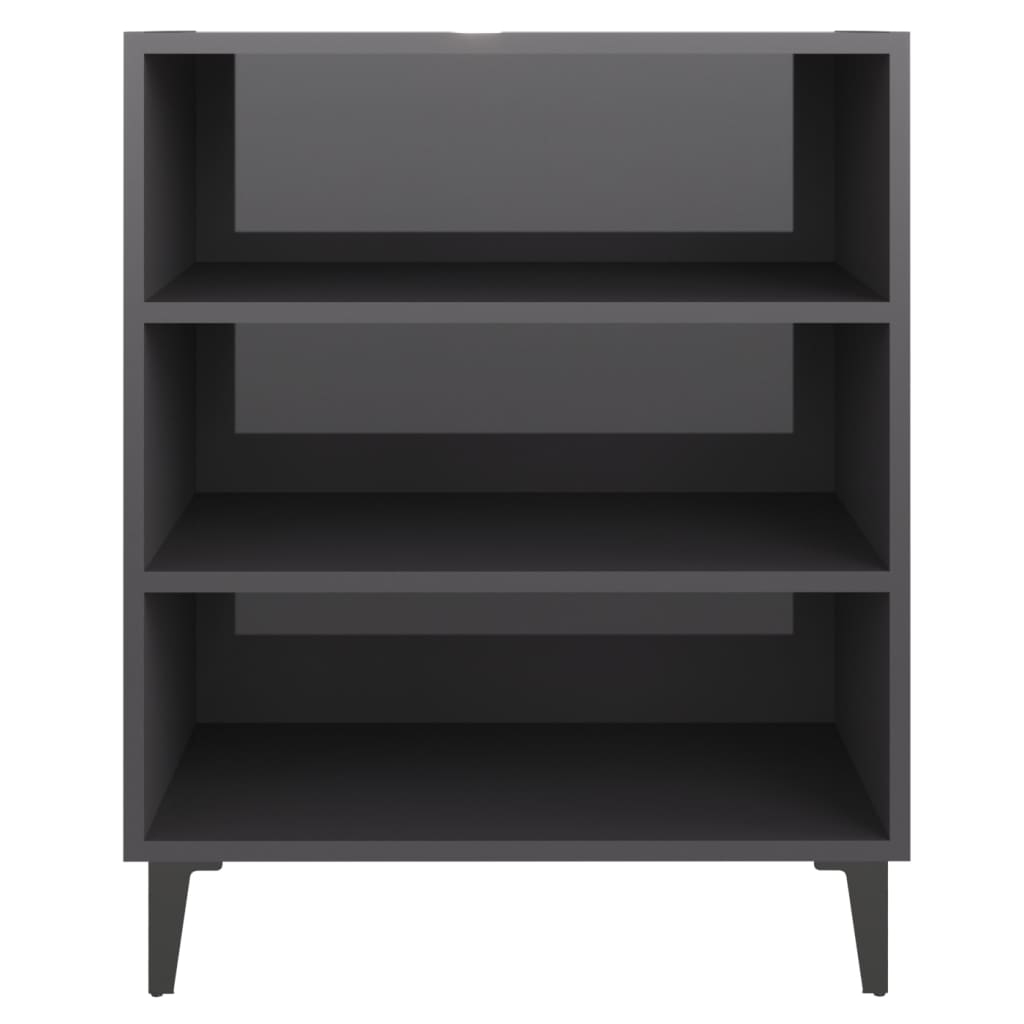 Credenza Grigio Lucido 57x35x70 cm in Legno Multistrato