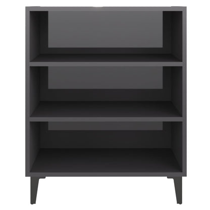 Credenza Grigio Lucido 57x35x70 cm in Legno Multistrato