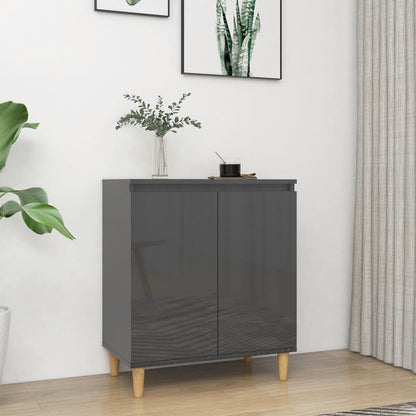 Credenza Gambe Massello Grigio Lucido 60x35x70cm Multistrato