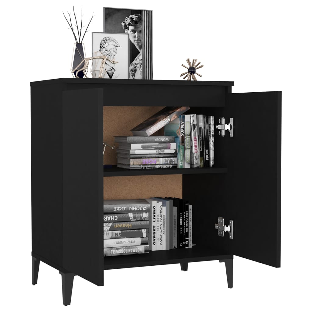 Credenza Nera 60x35x70 cm in Legno Multistrato