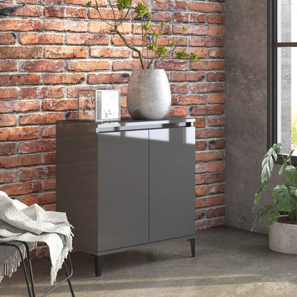 Credenza Grigio Lucido 60x35x70 cm in Legno Multistrato