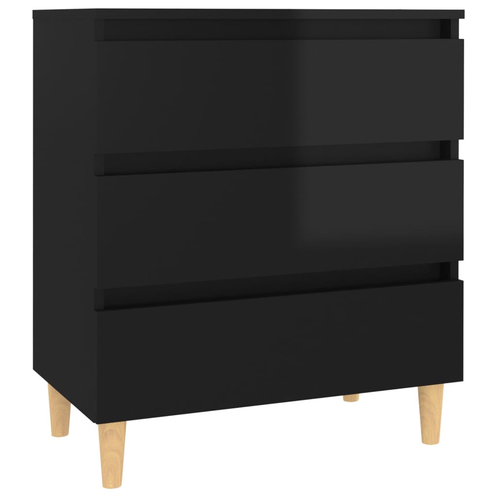 Credenza Nero Lucido 60x35x69 cm in Legno Multistrato