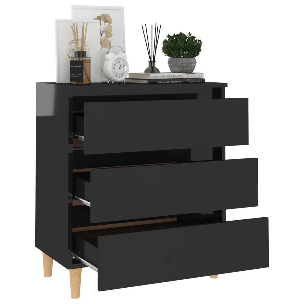 Credenza Nero Lucido 60x35x69 cm in Legno Multistrato