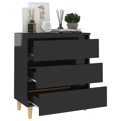 Credenza Nero Lucido 60x35x69 cm in Legno Multistrato